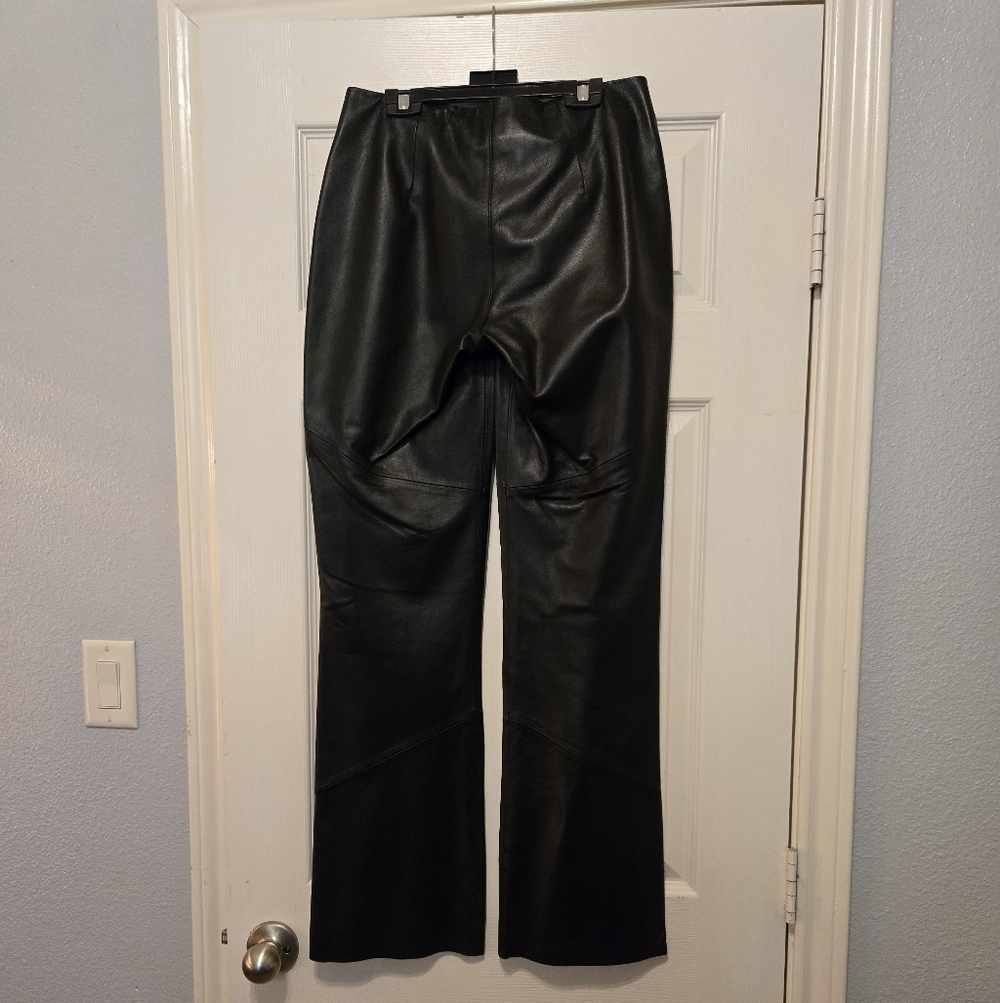 Wilsons Leather Black Real Leather Straight Leg Pants with Panel Seams. New.